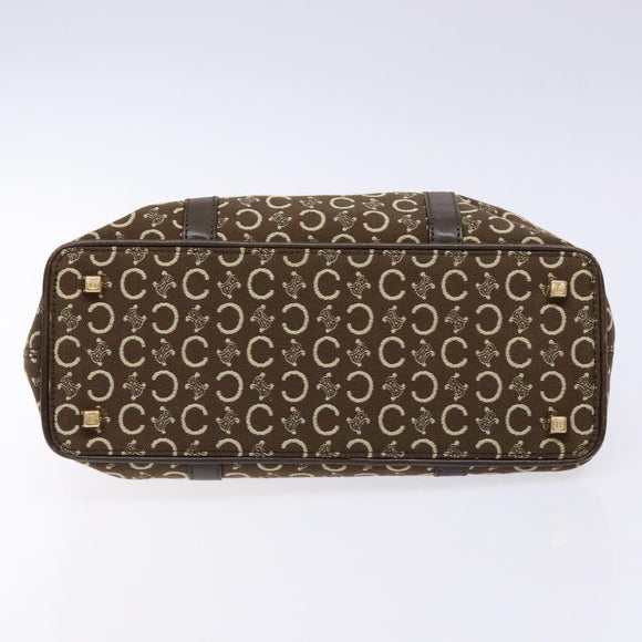 CELINE C Macadam Canvas Hand Bag Brown Gold Auth ep9908