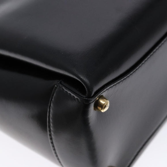 GUCCI Hand Bag Leather Black Gold 000 1448 1269 Auth ep9909