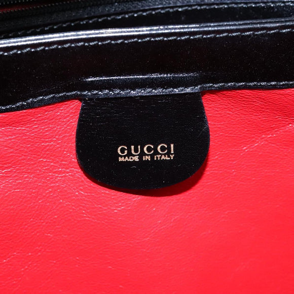 GUCCI Hand Bag Leather Black Gold 000 1448 1269 Auth ep9909