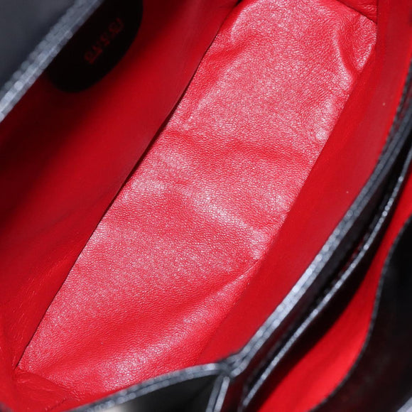 GUCCI Hand Bag Leather Black Gold 000 1448 1269 Auth ep9909