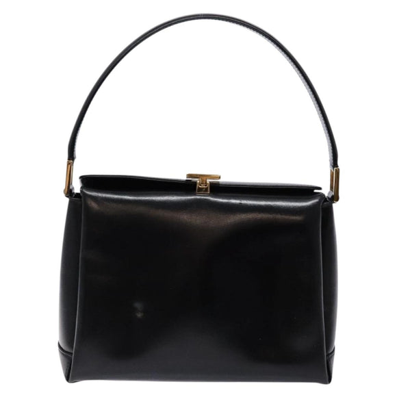 GUCCI Hand Bag Leather Black Gold 000 1448 1269 Auth ep9909