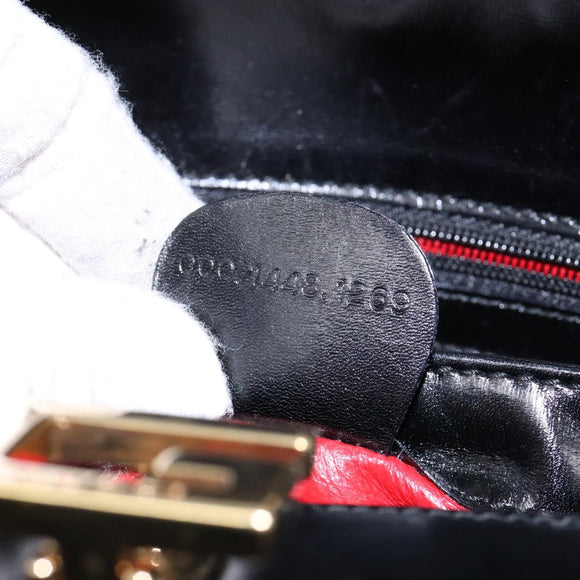 GUCCI Hand Bag Leather Black Gold 000 1448 1269 Auth ep9909