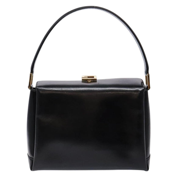 GUCCI Hand Bag Leather Black Gold 000 1448 1269 Auth ep9909