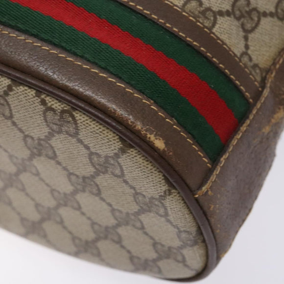 GUCCI GG Supreme Web Sherry Line Bag PVC Beige Gold 001 58 0933 Auth ep9913