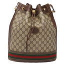 GUCCI GG Supreme Web Sherry Line Bag PVC Beige Gold 001 58 0933 Auth ep9913-13