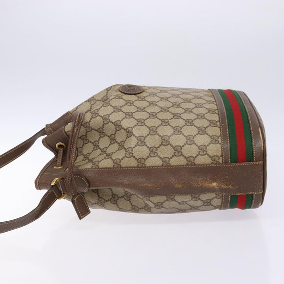 GUCCI GG Supreme Web Sherry Line Bag PVC Beige Gold 001 58 0933 Auth ep9913