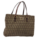 FENDI Zucchino Canvas Hand Bag Beige Brown Auth ep9916-1