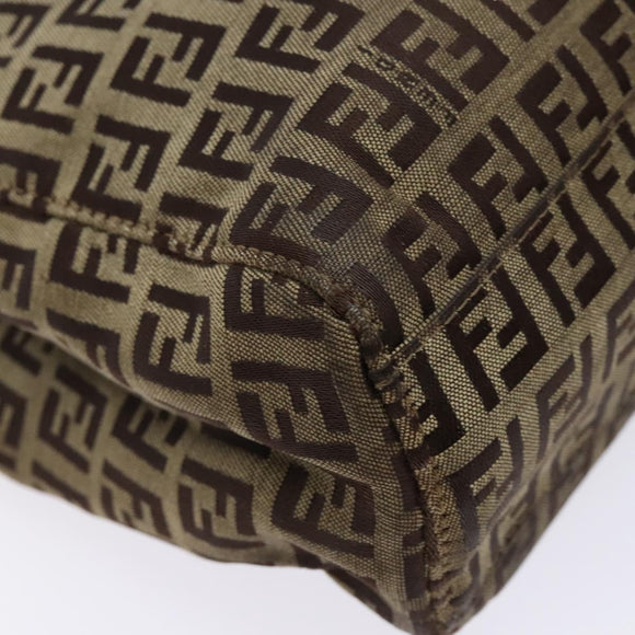 FENDI Zucchino Canvas Hand Bag Beige Brown Auth ep9916