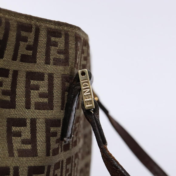 FENDI Zucchino Canvas Hand Bag Beige Brown Auth ep9916