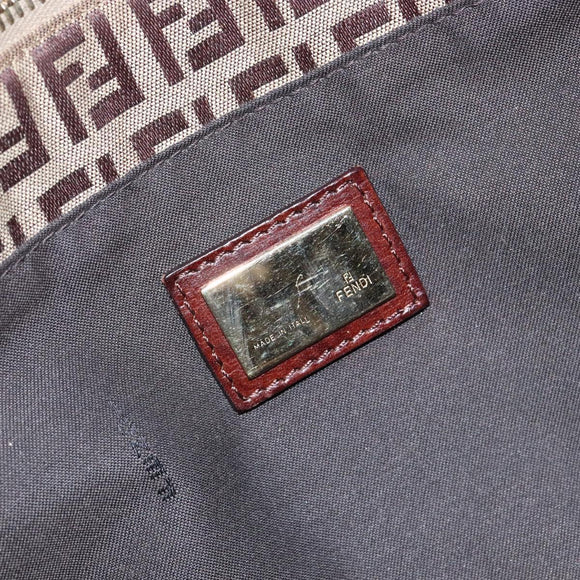 FENDI Zucchino Canvas Hand Bag Beige Brown Auth ep9916