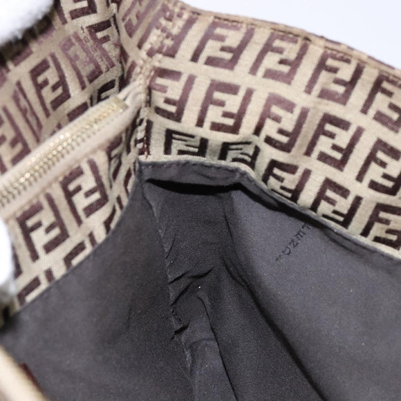 FENDI Zucchino Canvas Hand Bag Beige Brown Auth ep9916