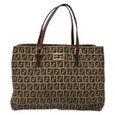 FENDI Zucchino Canvas Hand Bag Beige Brown Auth ep9916-13