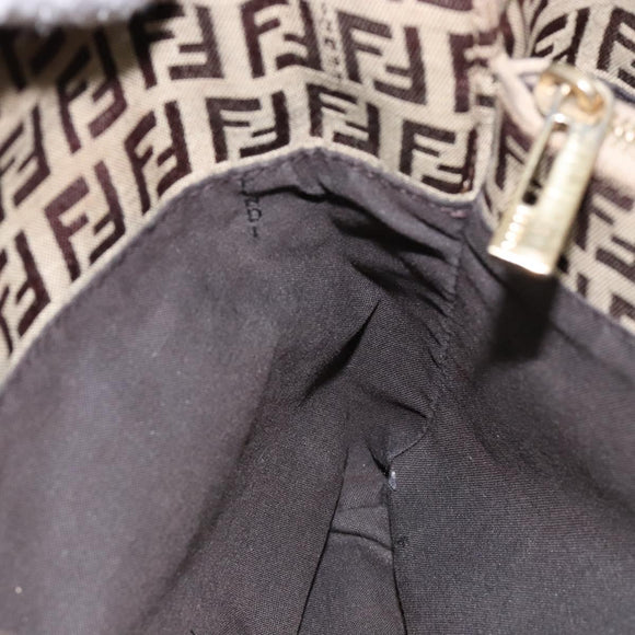 FENDI Zucchino Canvas Hand Bag Beige Brown Auth ep9916