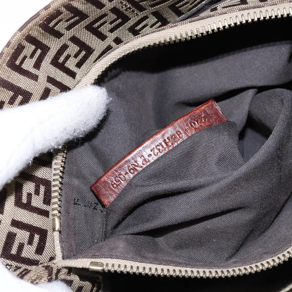 FENDI Zucchino Canvas Hand Bag Beige Brown Auth ep9916