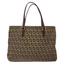 FENDI Zucchino Canvas Hand Bag Beige Brown Auth ep9916-2