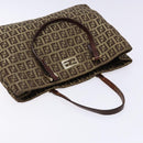 FENDI Zucchino Canvas Hand Bag Beige Brown Auth ep9916-6