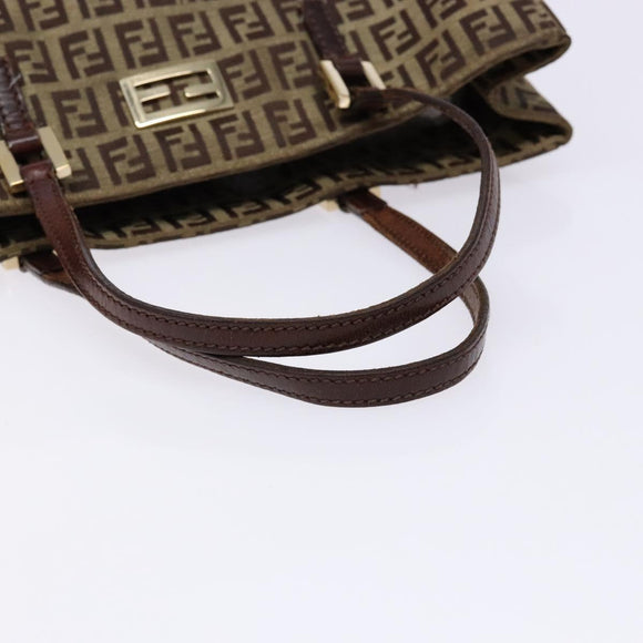 FENDI Zucchino Canvas Hand Bag Beige Brown Auth ep9916