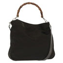 GUCCI Bamboo Hand Bag Nylon 2way Brown Silver 001 2113 1577 Auth ep9917-1