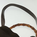 GUCCI Bamboo Hand Bag Nylon 2way Brown Silver 001 2113 1577 Auth ep9917-15