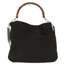GUCCI Bamboo Hand Bag Nylon 2way Brown Silver 001 2113 1577 Auth ep9917-13