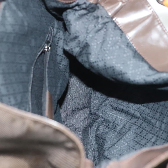 GUCCI Bamboo Hand Bag Nylon 2way Brown Silver 001 2113 1577 Auth ep9917