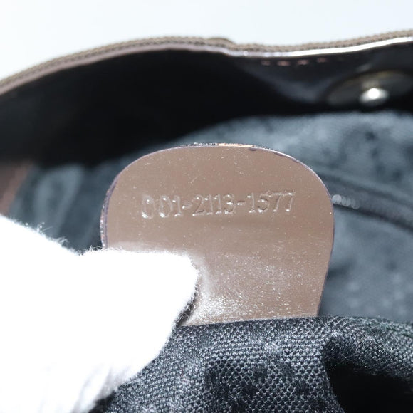 GUCCI Bamboo Hand Bag Nylon 2way Brown Silver 001 2113 1577 Auth ep9917