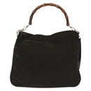 GUCCI Bamboo Hand Bag Nylon 2way Brown Silver 001 2113 1577 Auth ep9917-2