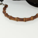 GUCCI Bamboo Hand Bag Nylon 2way Brown Silver 001 2113 1577 Auth ep9917-8