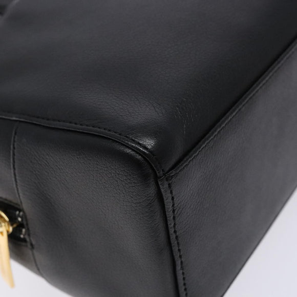 BURBERRY Hand Bag Leather Black Gold Auth ep9924