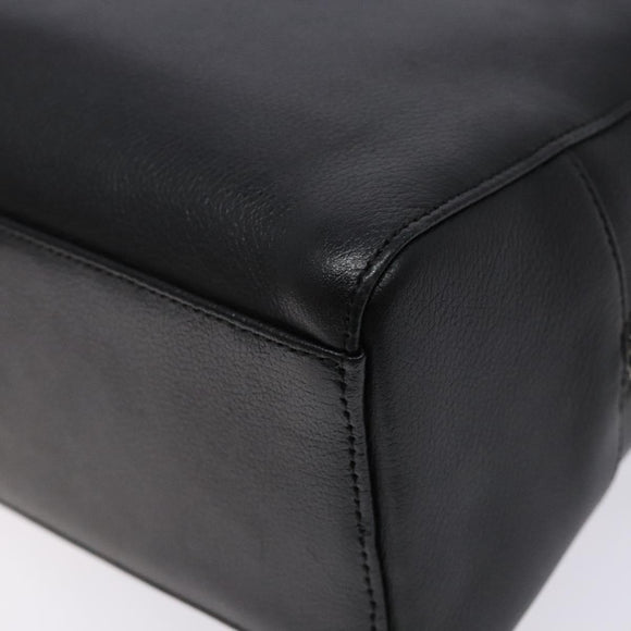 BURBERRY Hand Bag Leather Black Gold Auth ep9924