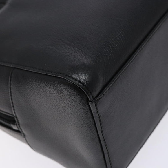 BURBERRY Hand Bag Leather Black Gold Auth ep9924