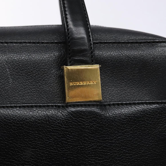 BURBERRY Hand Bag Leather Black Gold Auth ep9924