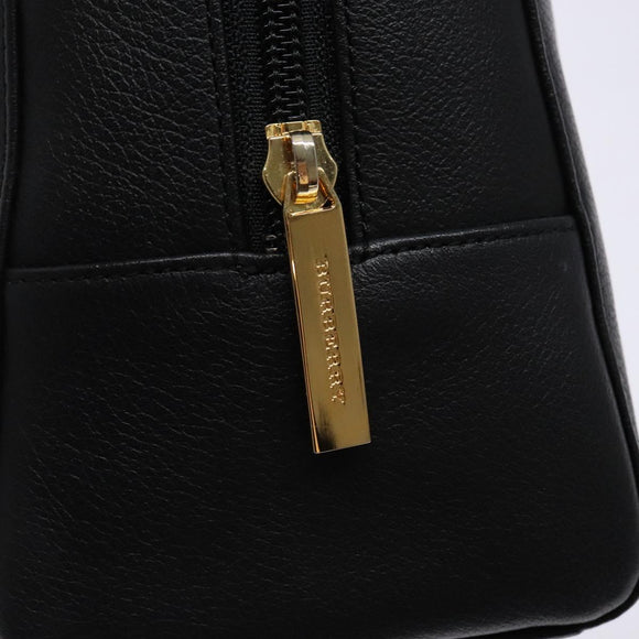 BURBERRY Hand Bag Leather Black Gold Auth ep9924