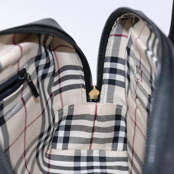 BURBERRY Hand Bag Leather Black Gold Auth ep9924
