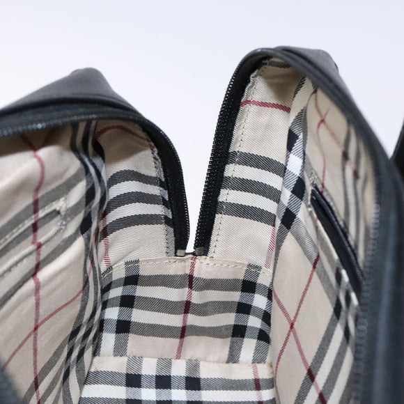 BURBERRY Hand Bag Leather Black Gold Auth ep9924