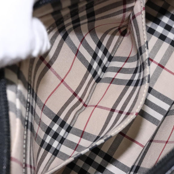 BURBERRY Hand Bag Leather Black Gold Auth ep9924