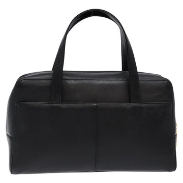 BURBERRY Hand Bag Leather Black Gold Auth ep9924 - 0