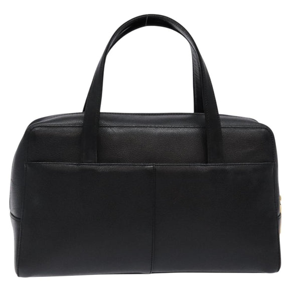 BURBERRY Hand Bag Leather Black Gold Auth ep9924