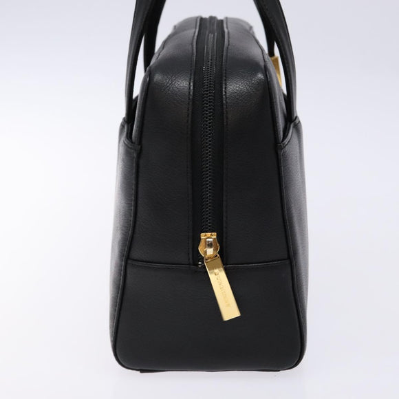 BURBERRY Hand Bag Leather Black Gold Auth ep9924