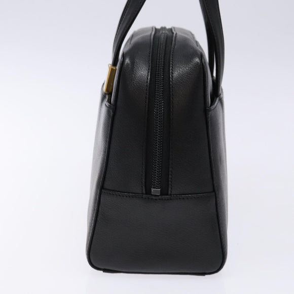 BURBERRY Hand Bag Leather Black Gold Auth ep9924