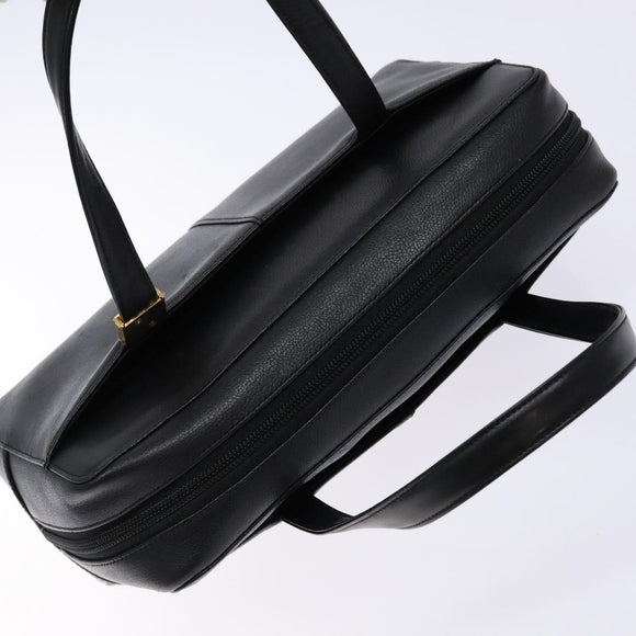 BURBERRY Hand Bag Leather Black Gold Auth ep9924