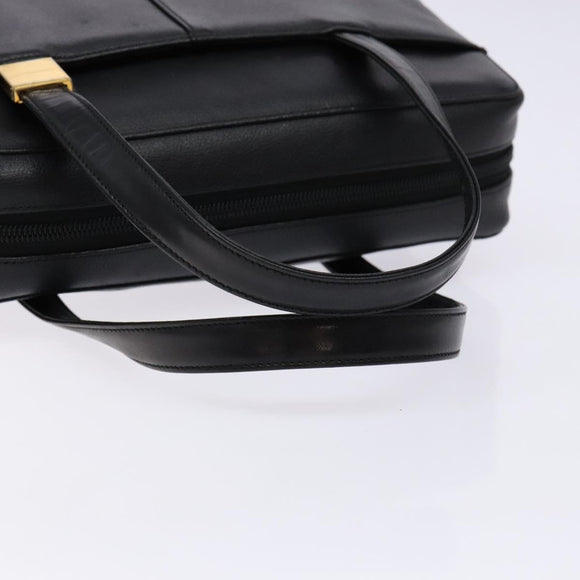 BURBERRY Hand Bag Leather Black Gold Auth ep9924