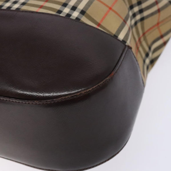 Burberrys Nova Check Tote Bag Canvas Beige Gold Auth ep9927