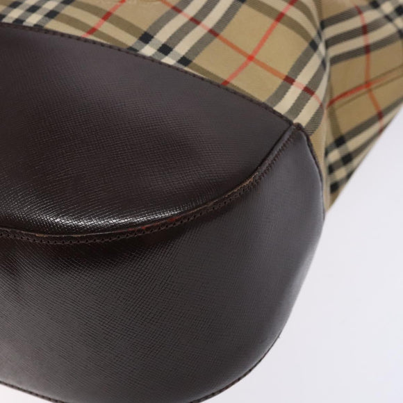 Burberrys Nova Check Tote Bag Canvas Beige Gold Auth ep9927