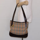 Burberrys Nova Check Tote Bag Canvas Beige Gold Auth ep9927-21