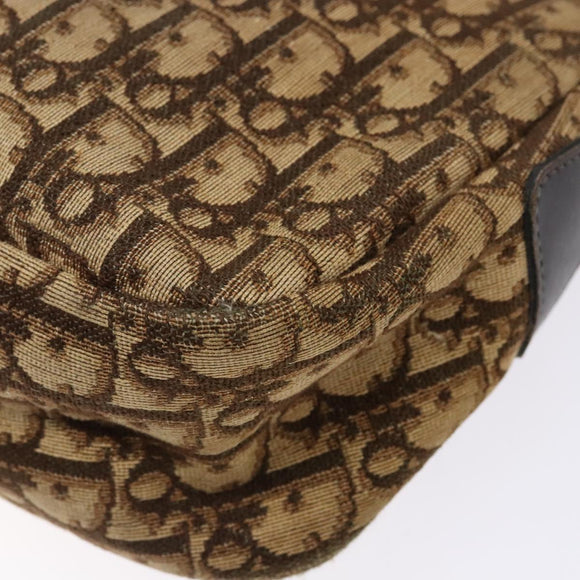 Christian Dior Trotter Canvas Shoulder Bag Brown Gold Auth ep9928