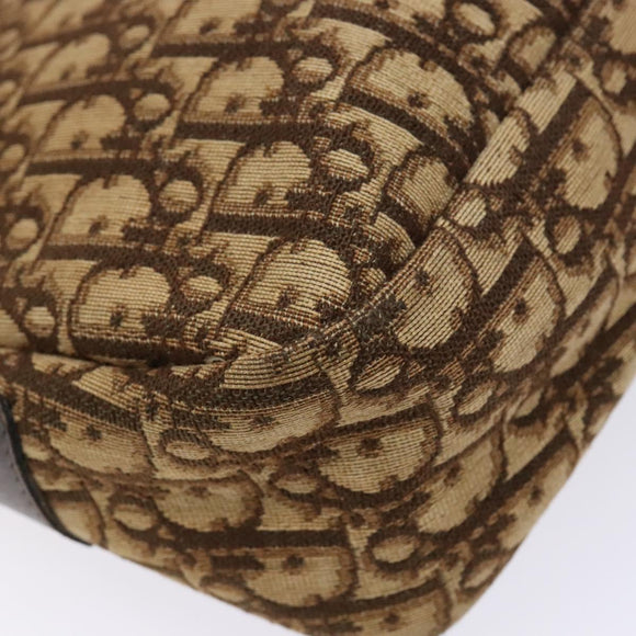 Christian Dior Trotter Canvas Shoulder Bag Brown Gold Auth ep9928