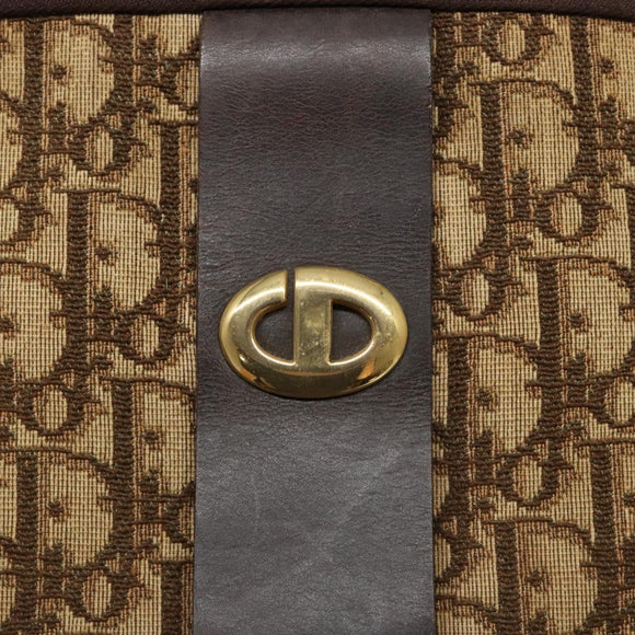 Christian Dior Trotter Canvas Shoulder Bag Brown Gold Auth ep9928