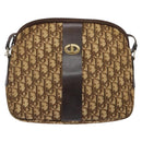 Christian Dior Trotter Canvas Shoulder Bag Brown Gold Auth ep9928-13