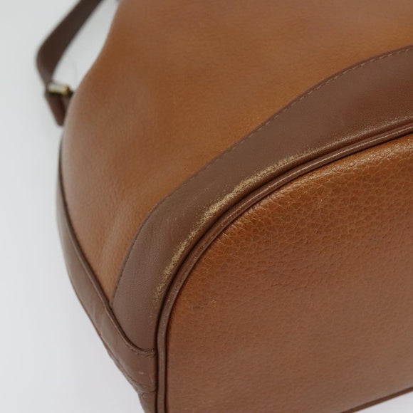 Burberrys Shoulder Bag Leather Brown Gold Auth ep9929